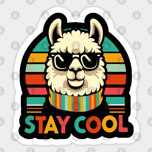 Retro Llama Sticker by JessArty